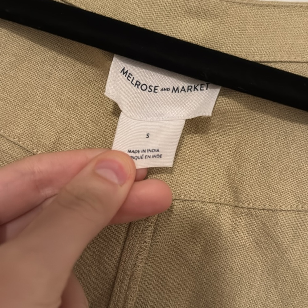 Melrose And Market Collarless Linen Blazer In Beige Khaki - Picture 2 of 5